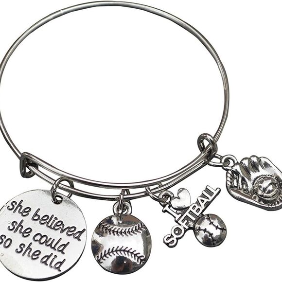 She Believed She Could, So She Did - Softball Bracelet - Picture 2 of 2